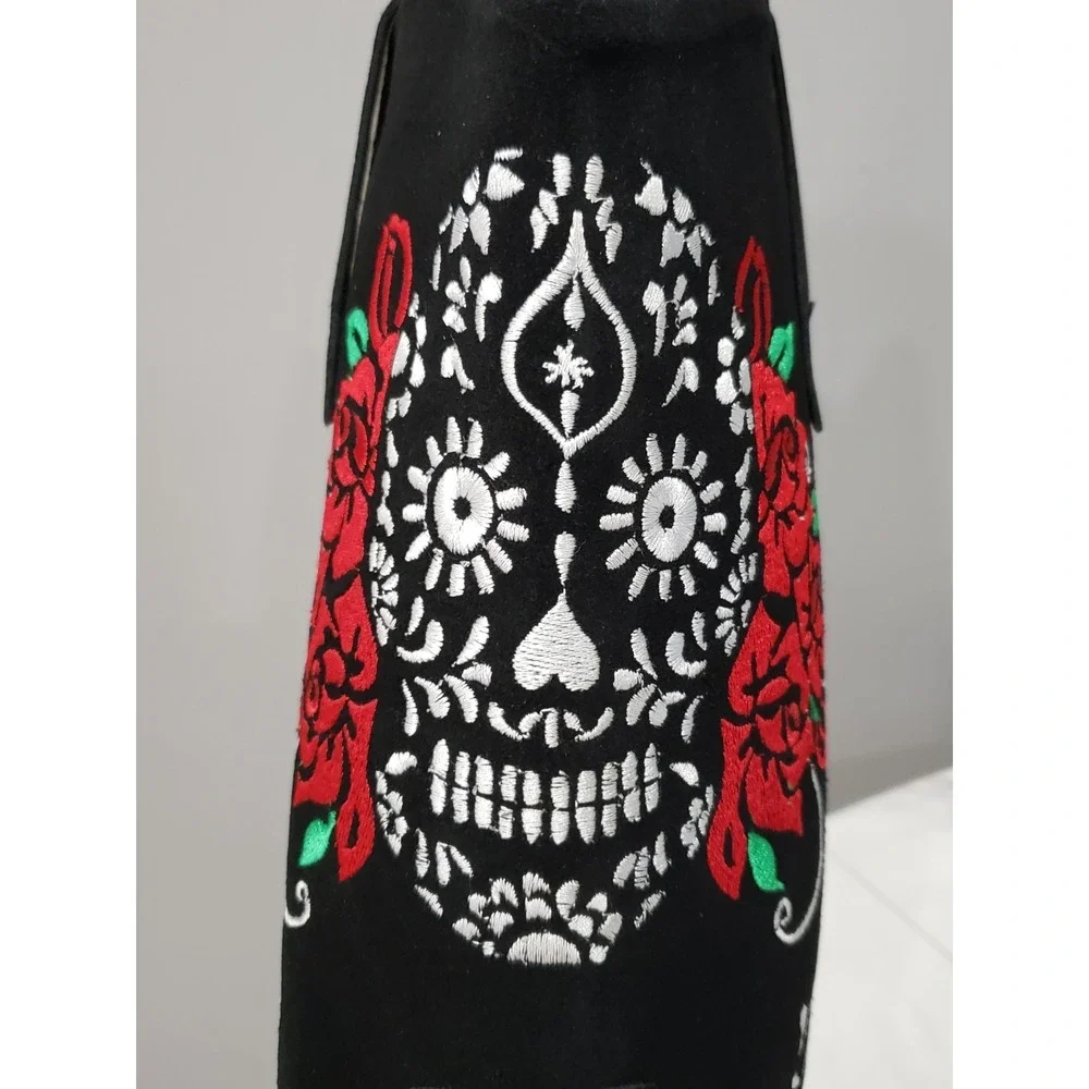 Agave Sky Suede Western Boots Calavera Cowboy Skull Roses Day of The Dead Witchy